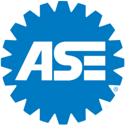 a blue ASE logo