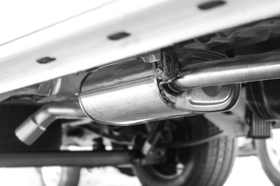 a silver exhaust pipe